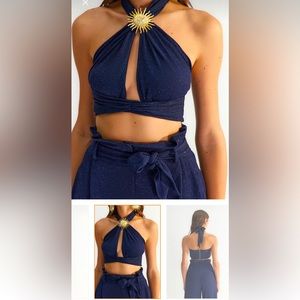 Shimmer navy top and bottom set